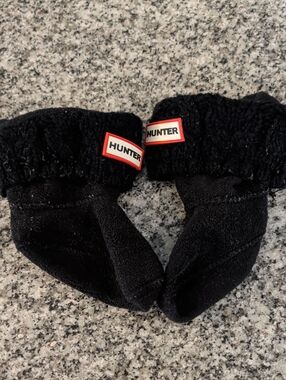 Hunter Black Fleece Boot Liners with Red-Trim Logo